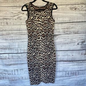 PINK TARTAN Leopard Patterned Body-Con Dress Small